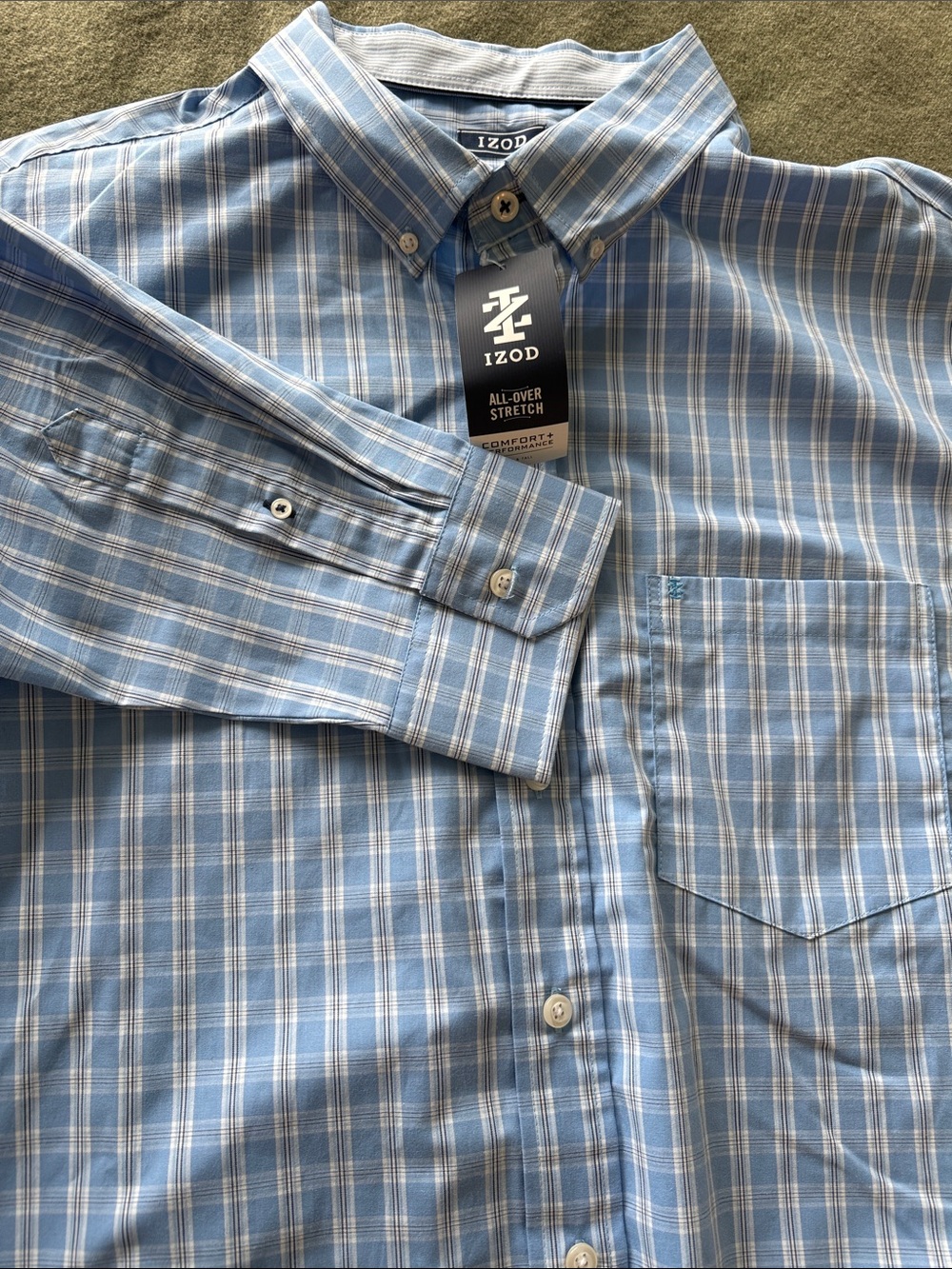 Izod Men’s Dress Shirt 2XLT Blue - Picture 4 of 4